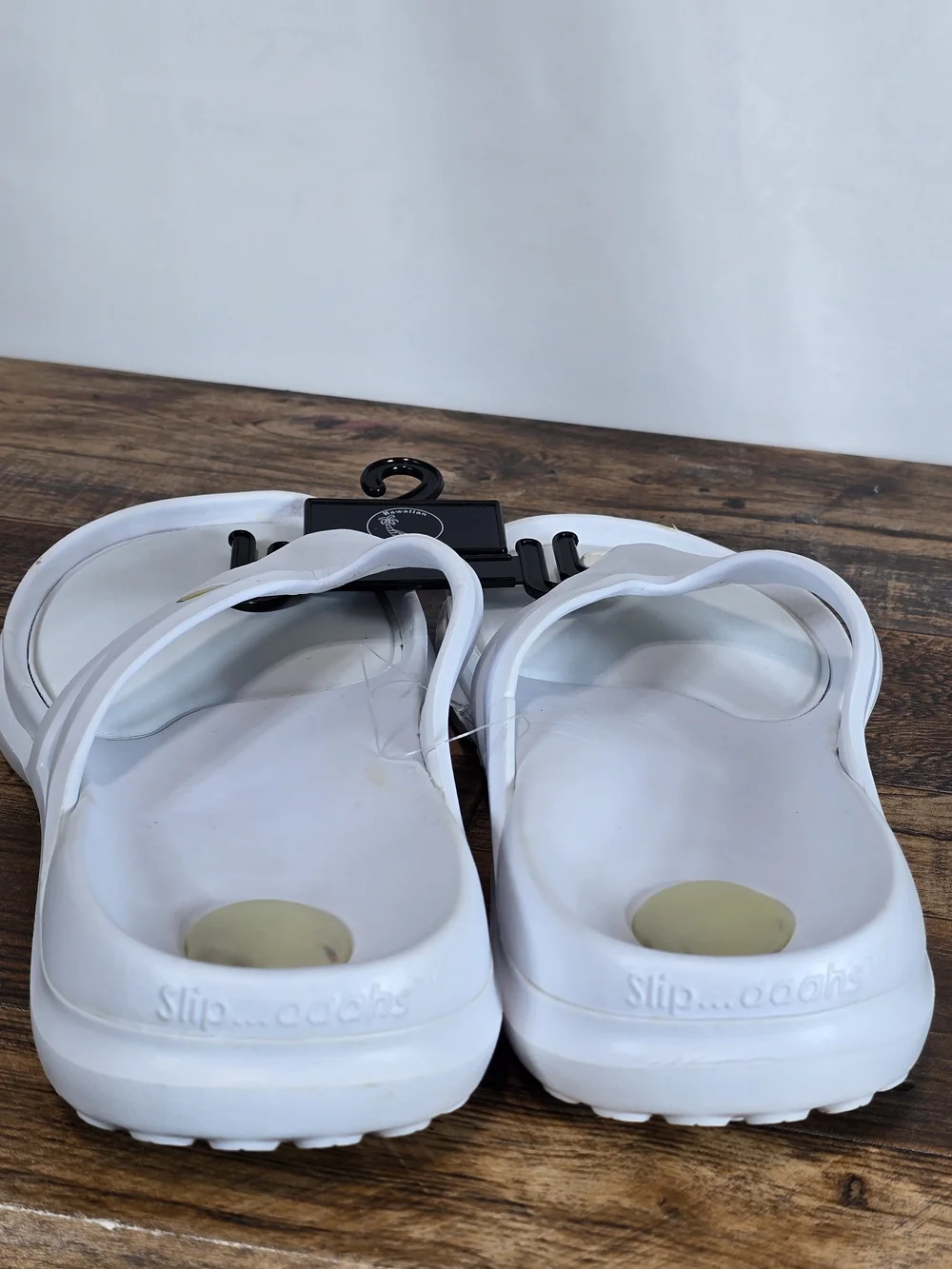White Men's Comfy Flip Flops with Yellow Accent Size 9